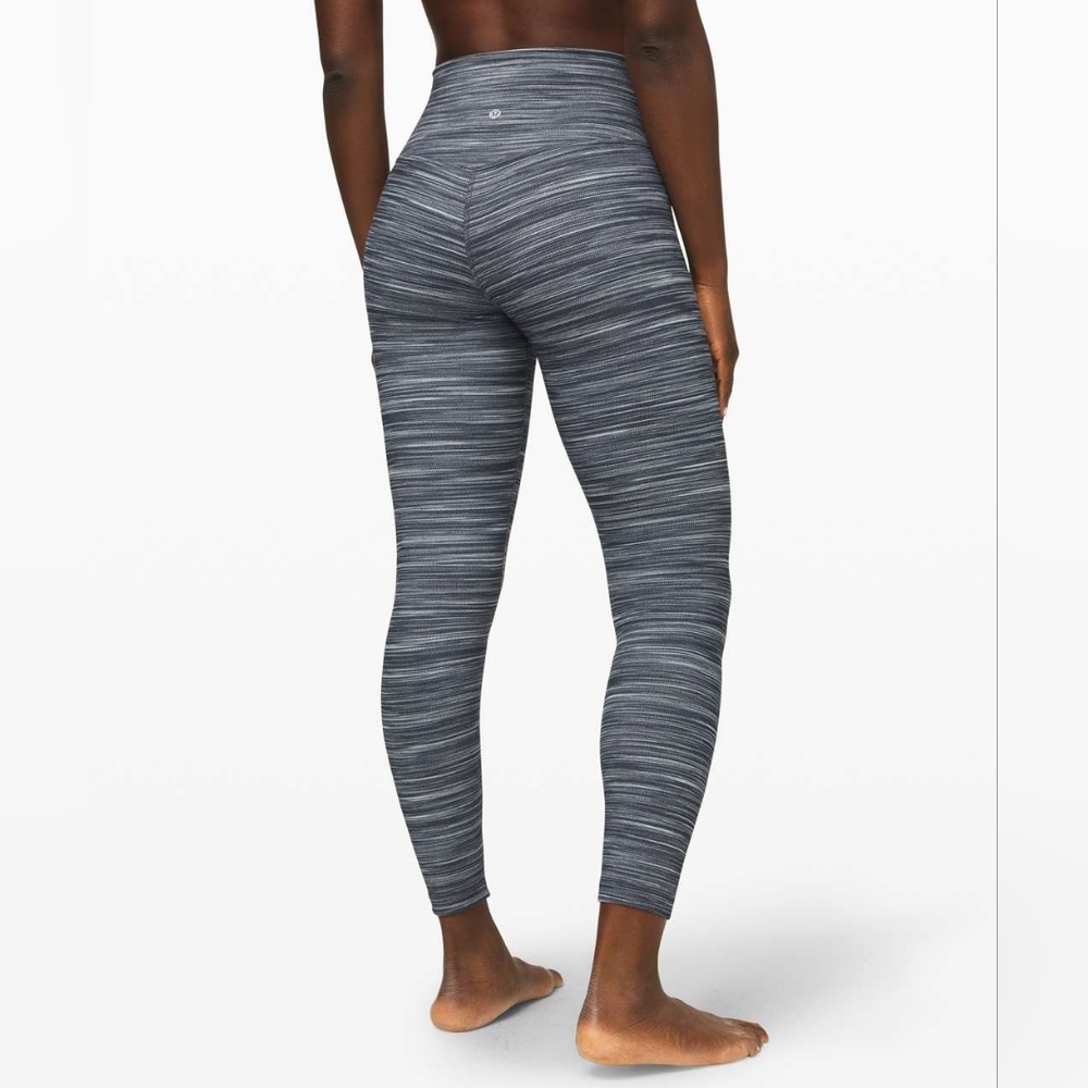 Lululemon Align Pant II 25"Mini Space Dye Herringbone Heathered Blk Wht/BLk